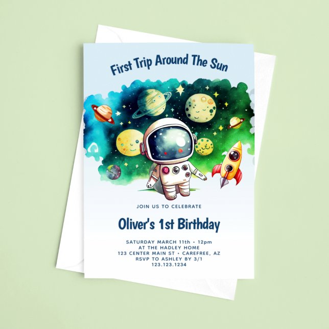 Invitación Primer viaje alrededor del Sol 1er Cumpleaños (Subido por el creador)