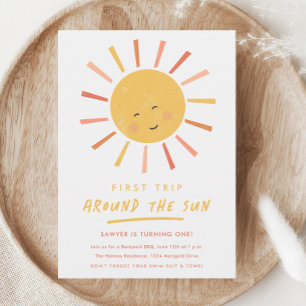 Invitación Primer viaje alrededor del Sol 1er cumpleaños