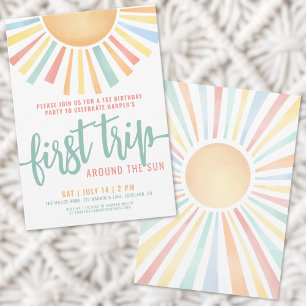 Invitación Primer viaje alrededor del sol 1er cumpleaños