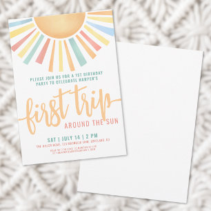 Invitación Primer Viaje Alrededor Del Sol 1er Cumpleaños