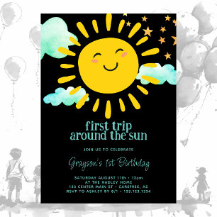Invitación Primer viaje alrededor del sol 1er cumpleaños