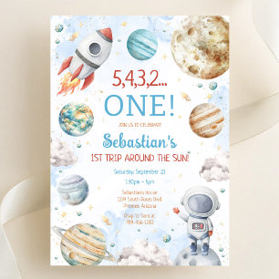 Invitación Primer viaje alrededor del Sol 1er cumpleaños en e