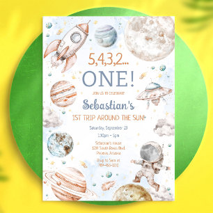 Invitación Primer viaje alrededor del Sol 1er cumpleaños en e