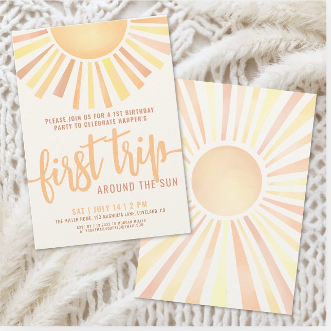 Invitación Primer Viaje Alrededor Del Sol Boho 1er Cumpleaños (First Trip Around The Sun Boho 1st Birthday Invitation )