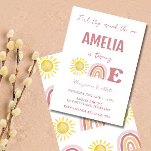 Invitación Primer viaje alrededor del Sol Boho 1er Cumpleaños