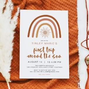 Invitación Primer viaje alrededor del sol Boho 1er cumpleaños
