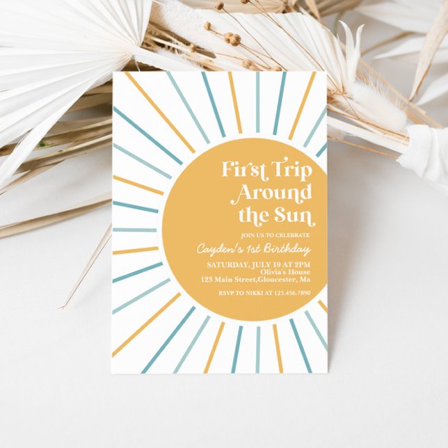 Invitación Primer viaje alrededor del sol Boho cumpleaños Sun (Subido por el creador)