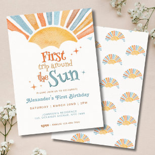 Invitación Primer viaje alrededor del sol Cumpleaños 1º Sunsh