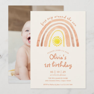 Invitación Primer viaje alrededor del sol Cumpleaños 1 Foto A