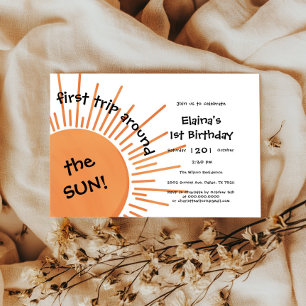 Invitación Primer Viaje Alrededor Del Sol Cumpleaños 1 Horizo