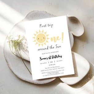 Invitación Primer viaje alrededor del sol cumpleaños 1 lindo