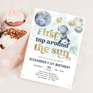 Invitación Primer viaje alrededor del Sol cumpleaños 1 Outer