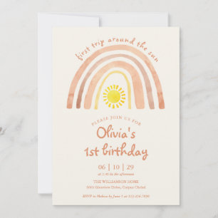 Invitación Primer viaje alrededor del sol cumpleaños Boho Arc