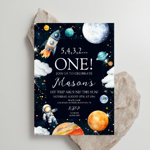Invitación Primer Viaje Alrededor Del Sol Cumpleaños Espacial