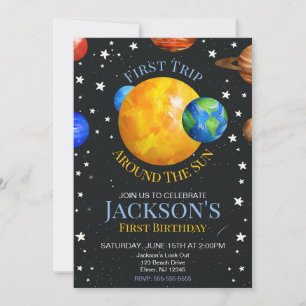 Invitación Primer Viaje Alrededor del Sol Cumpleaños Niño 1 A