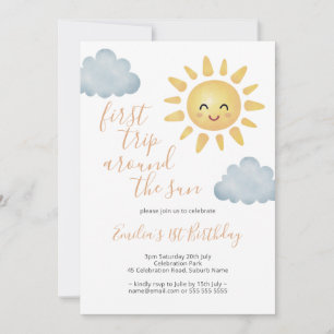 Invitación Primer Viaje Alrededor Del Sol Cute Primer Cumplea