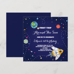 Invitación Primer viaje alrededor del Sol Espacio exterior 1e