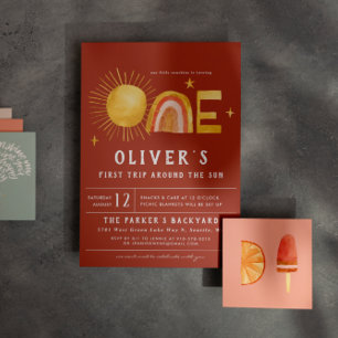 Invitación Primer Viaje Alrededor Del Sol Fiesta de 1er Cum
