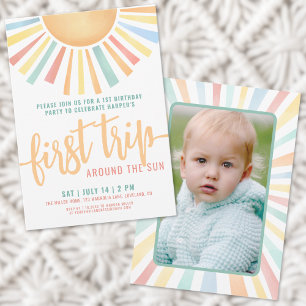 Invitación Primer Viaje Alrededor Del Sol Foto Cumpleaños 1