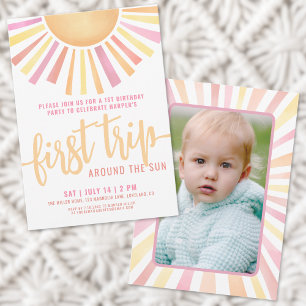 Invitación Primer Viaje Alrededor Del Sol Foto De Cumpleaños 