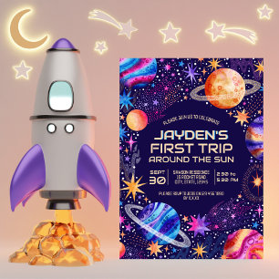 Invitación Primer Viaje Alrededor del Sol Galaxia Espacio Ext
