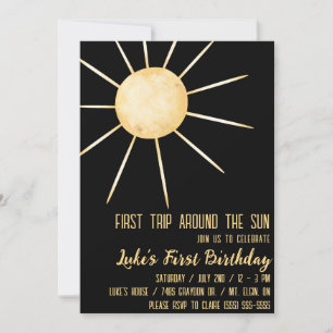 Invitación Primer viaje alrededor del sol, primer cumpleaños