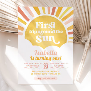 Invitación Primer viaje alrededor del sol Primer cumpleaños