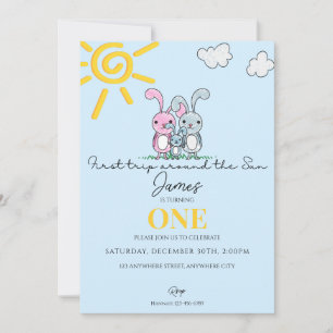 Invitación Primer viaje alrededor del sol Primer cumpleaños F