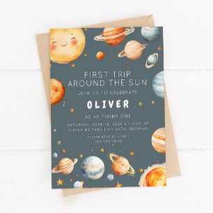 Invitación Primer viaje alrededor del Sol Primera Cumpleaños