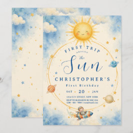 Invitación Primer viaje alrededor del Sol Primera Cumpleaños