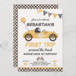 Invitación Primer viaje alrededor del tren de carreras Primer