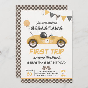 Invitación Primer viaje alrededor del tren de carreras Primer