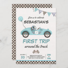 Invitación Primer viaje alrededor del tren de carreras Primer