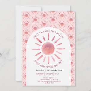 Invitación Primer Viaje De Boho Alrededor Del Sol Primer Cump