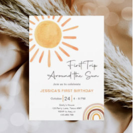 Invitación Primer Viaje De Boho Alrededor Del Sol Primer Cump