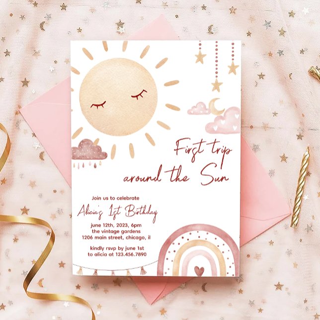 Invitación Primer Viaje De Boho Alrededor Del Sol Primer Cump (Subido por el creador)