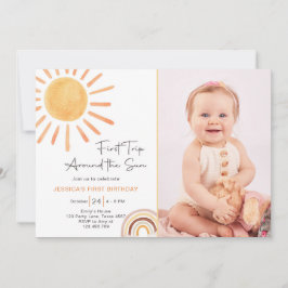 Invitación Primer Viaje De Boho Alrededor Del Sol Primer Cump