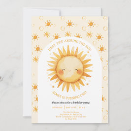Invitación Primer Viaje De Boho Alrededor Del Sol Primer Cump