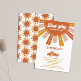 Invitación Primer viaje de Boho por el primer cumpleaños del 