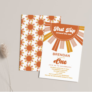 Invitación Primer viaje de Boho por el primer cumpleaños del
