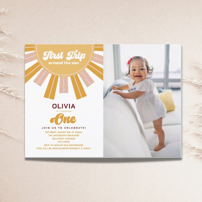 Invitación Primer viaje de Boho por la foto del primer cumple (Subido por el creador)