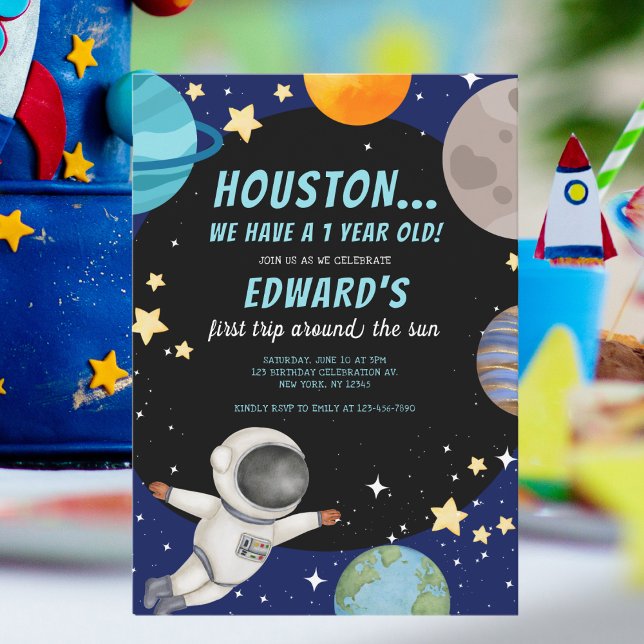 Invitación Primer viaje de niño por el espacio del primer cum (Subido por el creador)