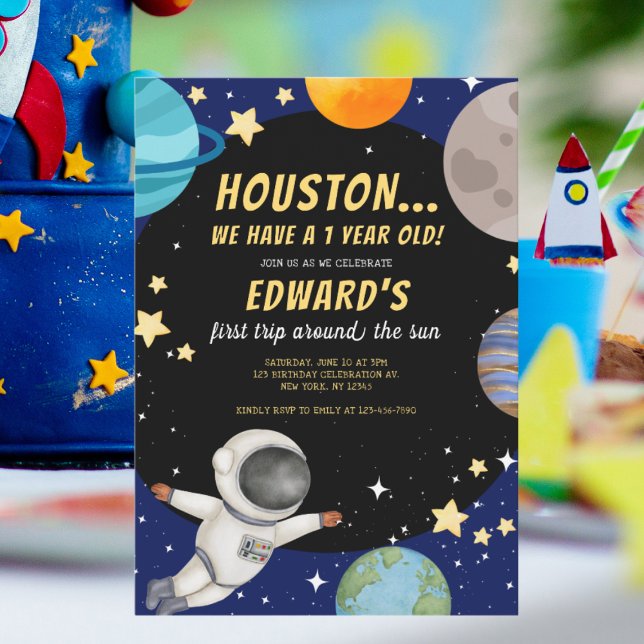Invitación Primer viaje de niño por el espacio del primer cum (Subido por el creador)
