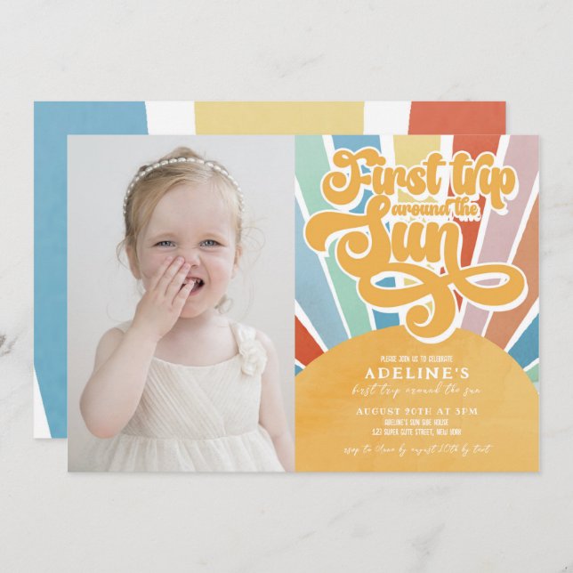 Invitación Primer viaje del Arcoiris Sunshine en torno a la f (Anverso / Reverso)