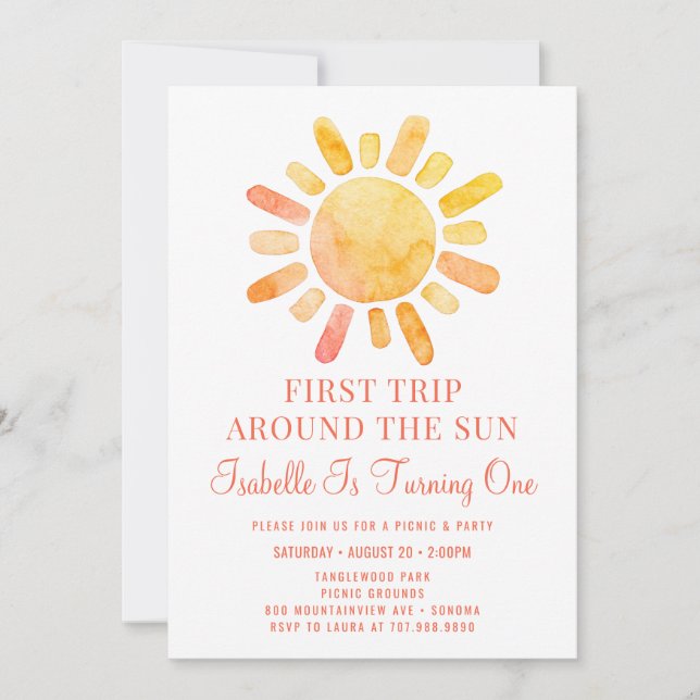 Invitación Primer Viaje Del Boho Alrededor Del Sol Primer Cum (Anverso)