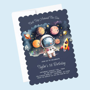 Invitación Primer Viaje Espacial Alrededor Del Primer Cumplea
