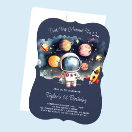 Invitación Primer Viaje Espacial Alrededor Del Primer Cumplea