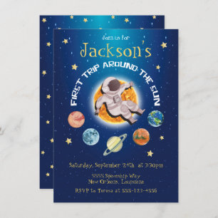 Invitación Primer viaje espacial alrededor del sol Planetas a