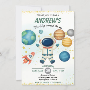 Invitación Primer viaje espacial personal alrededor del cumpl