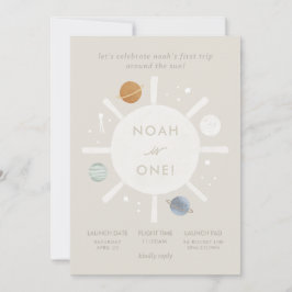 Invitación "Primer Viaje" Espacio Solar Primer Cumpleaños